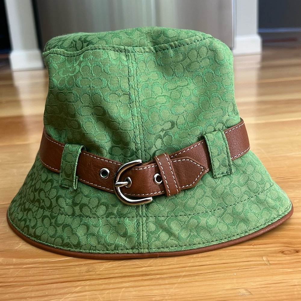 90s Coach Signature Green Bucket Hat